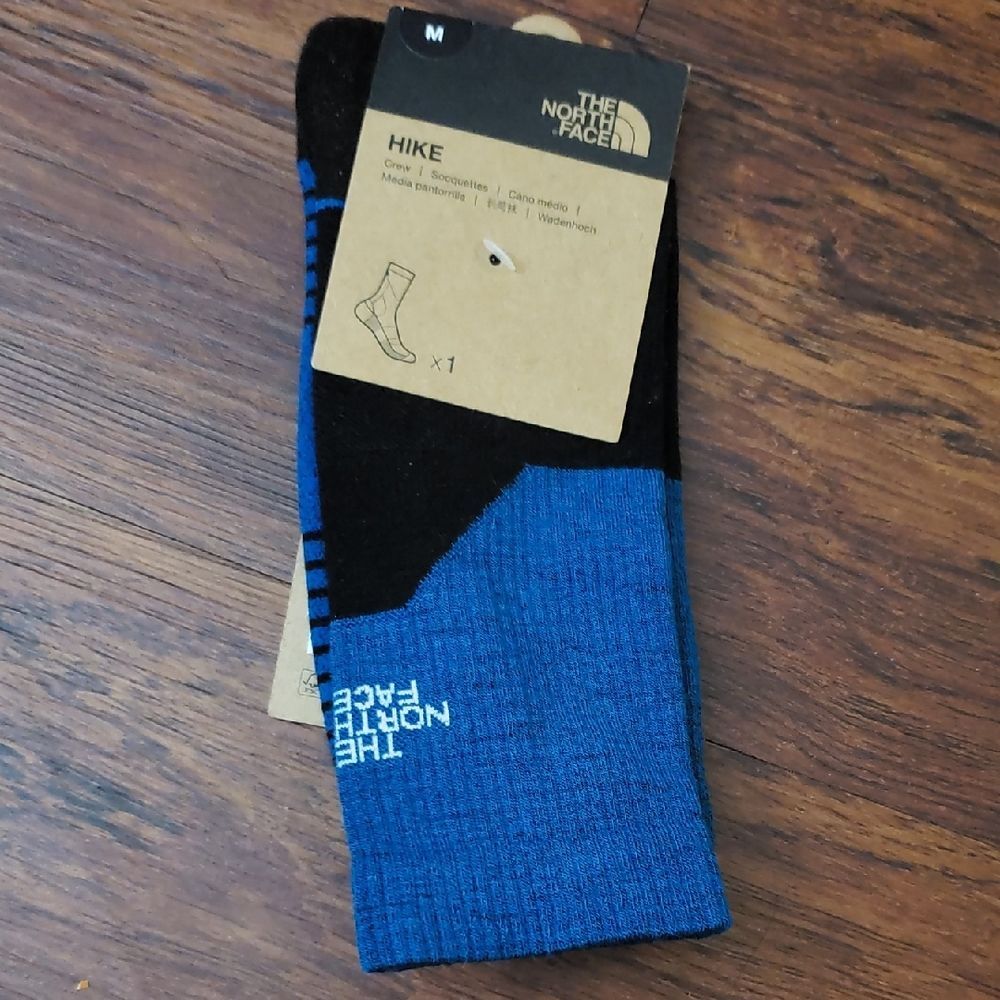 The North Face Men's Black Teal Wool Athletic Hiking Socks Size Small New